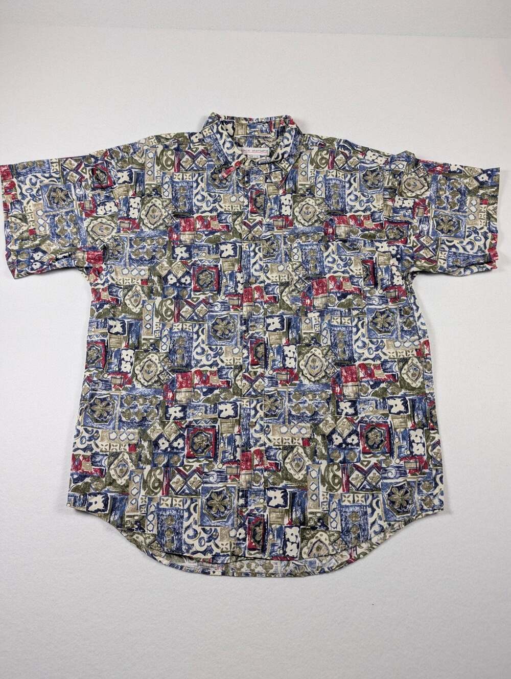 Marc Daniels Vintage 90s Floral Print Short Sleeve Button-Down Shirt L
